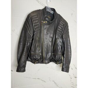 VTG 80's ROSSANO Leather Jacket Men's Sz S IT46 Motorcycle Biker THICK Insulated